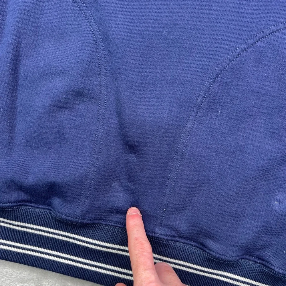 J.Crew Quarter-Zip Pullover Mens Large Navy‎ Blue Striped Trim Cotton Sportswear